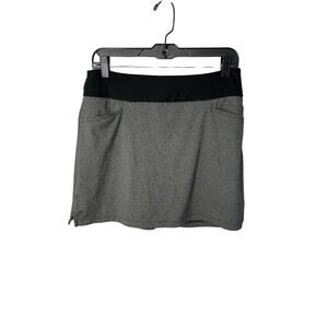 Adidas gray black pull on stretch athletic golf skort pockets womens size medium